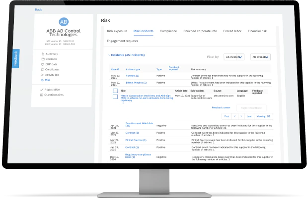 screenshot of SAP Ariba